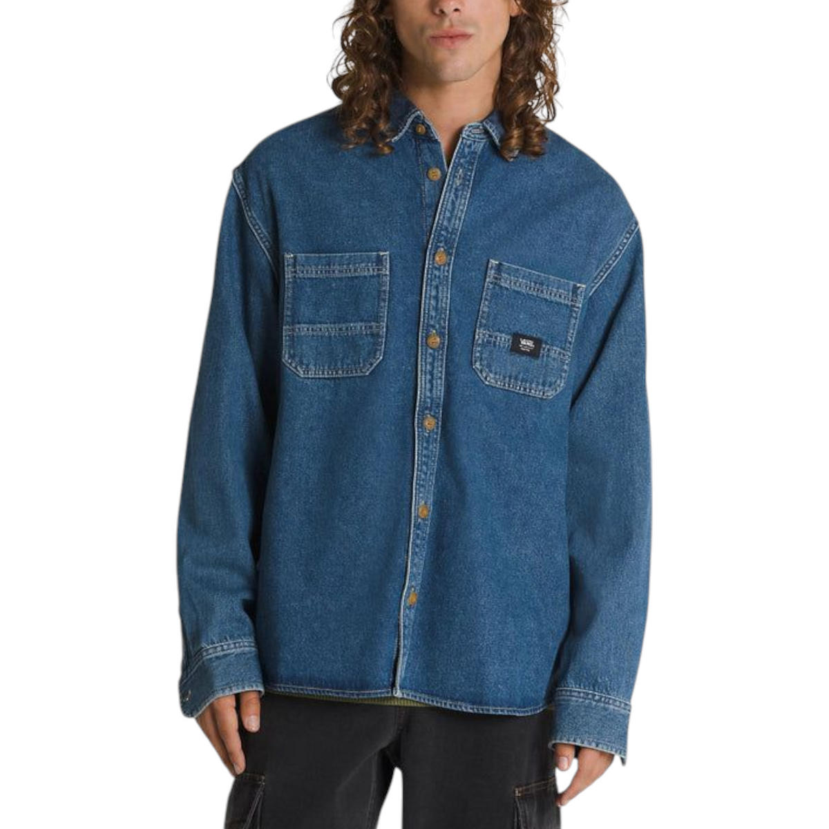 VANS STEVENS DENIM LONG SLEEVE SHIRT VINTAGE INDIGO