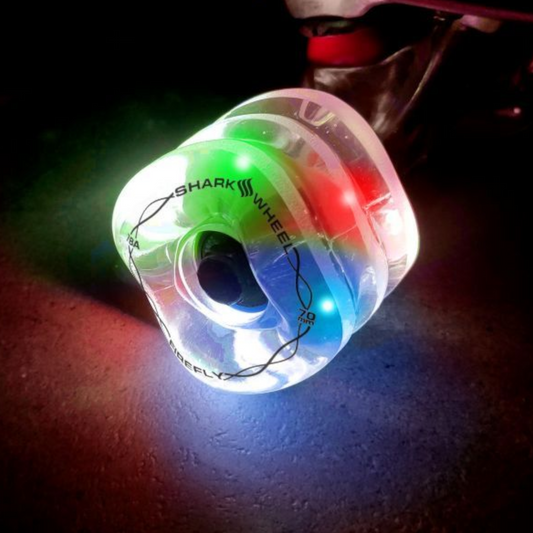 SHARK WHEELS FIREFLY CLEAR WITH MULTI COLOR LIGHTS 78A 60MM