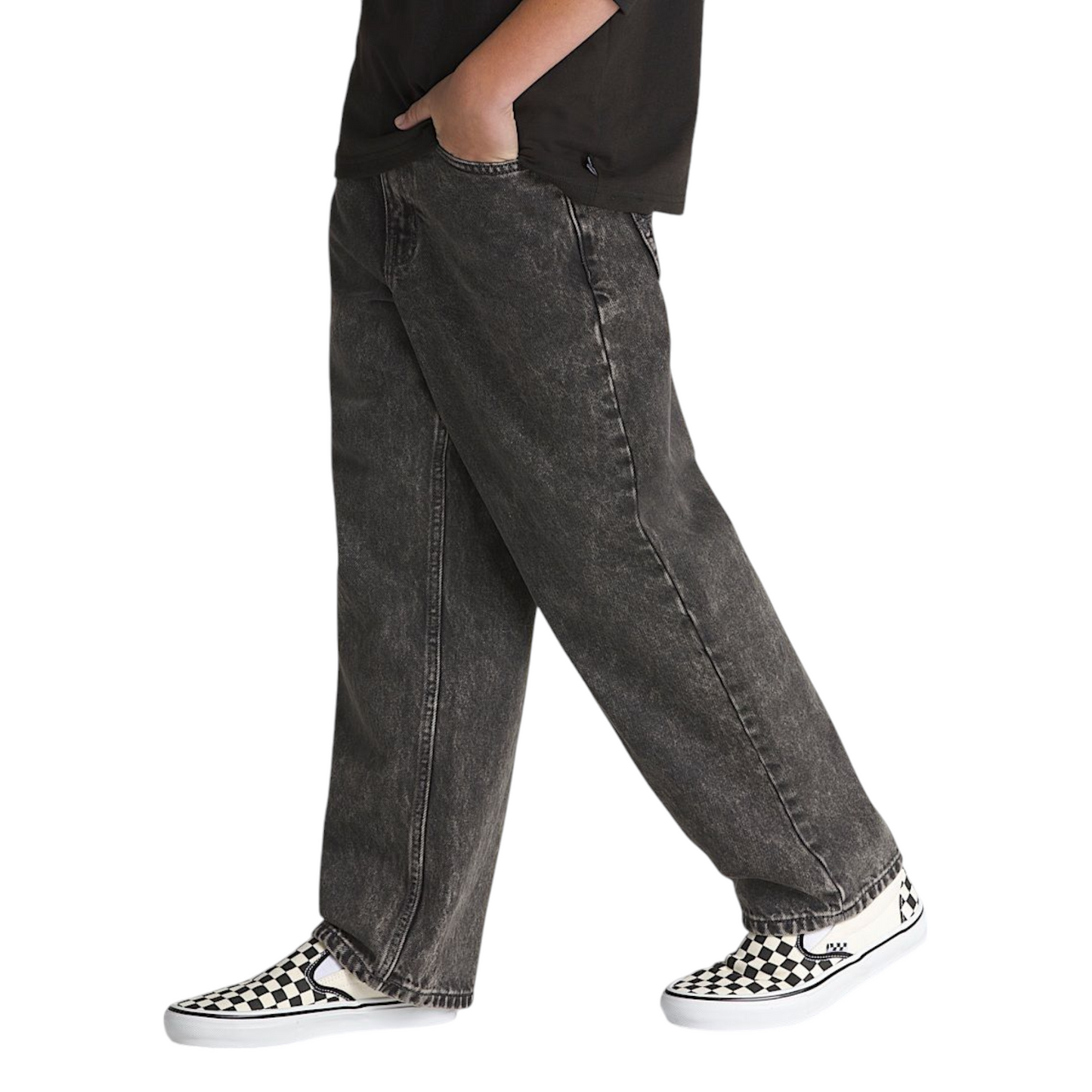VANS KIDS CHECK 5 BAGGY DENIM PANT STONEWASH BLACK