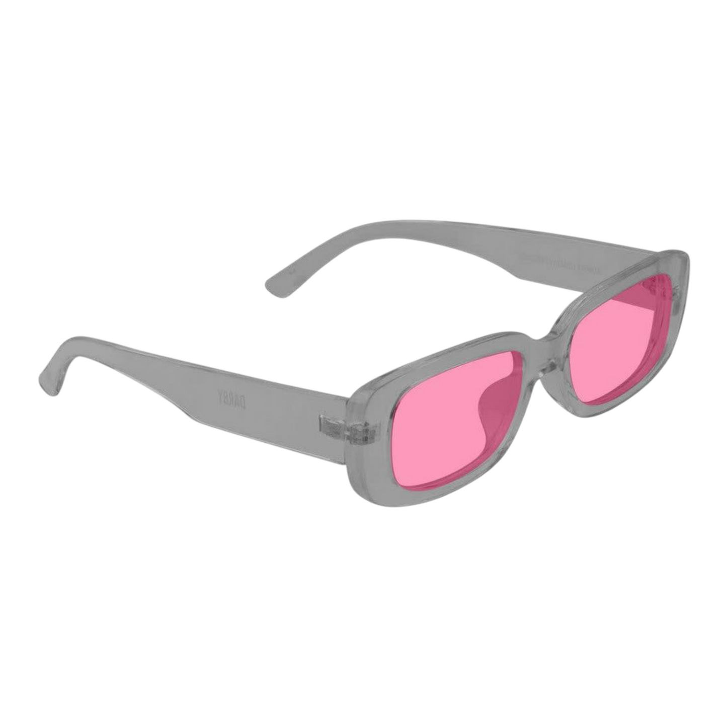 GLASSY DARBY SUNGLASSES TRANSPARENT GREY PINK LENS