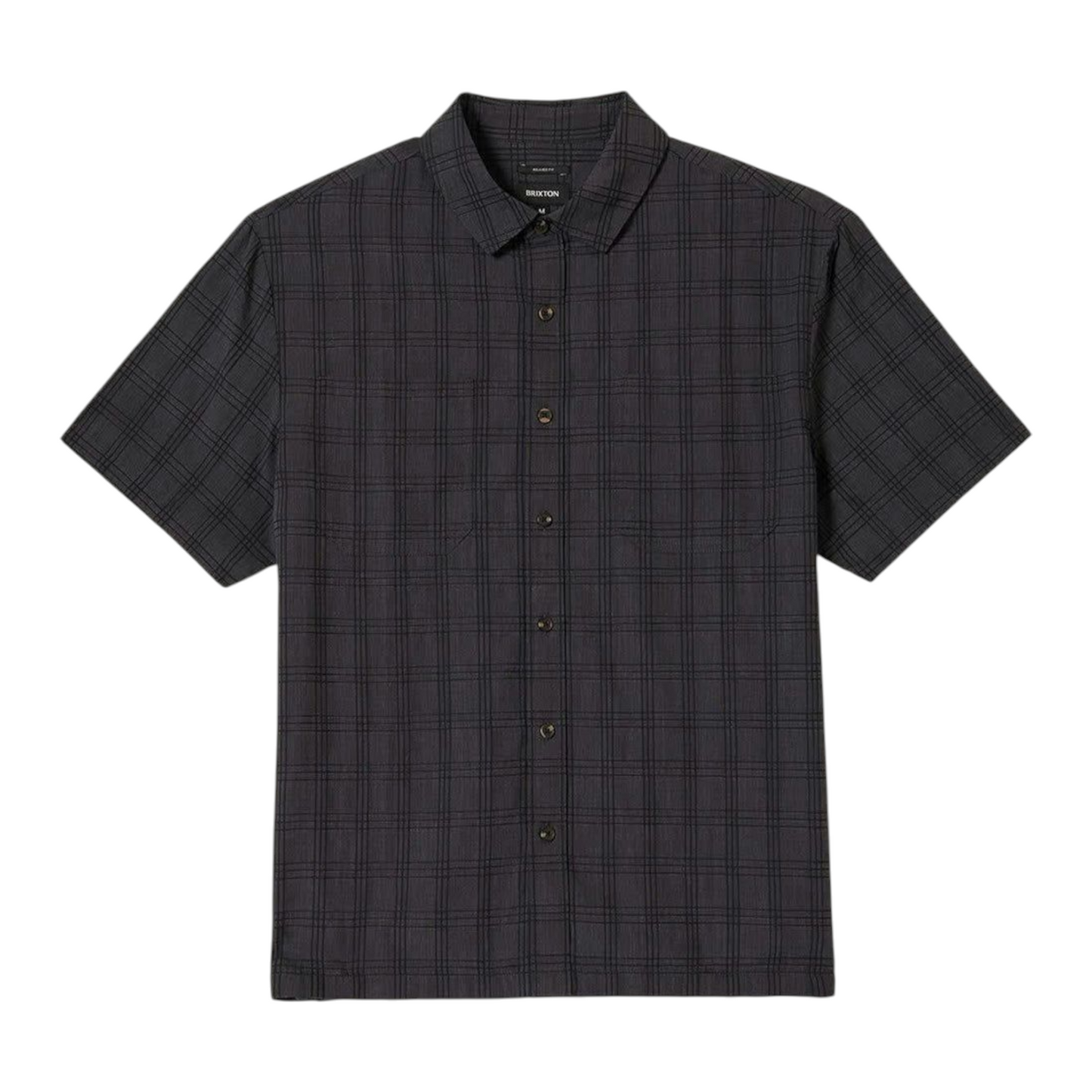 BRIXTON CRU OXFORD PLAID SHIRT CHARCOAL BLACK