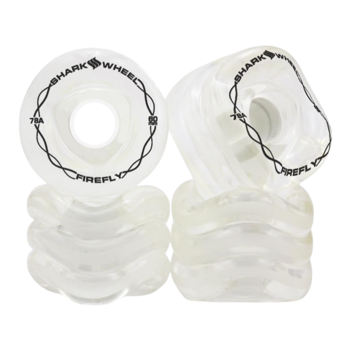 SHARK WHEELS FIREFLY CLEAR WITH MULTI COLOR LIGHTS 78A 60MM