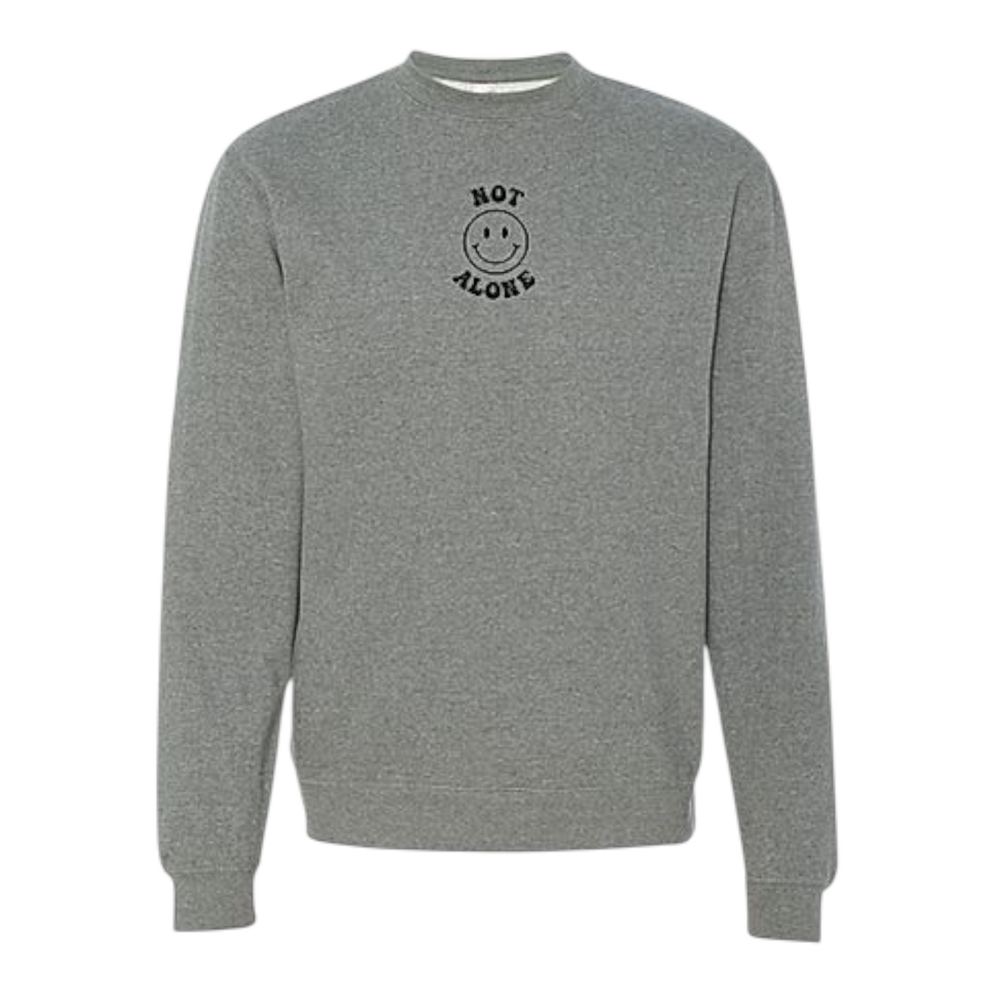 NOT ALONE KEEP SMILING CREWNECK EMBROIDED GREY
