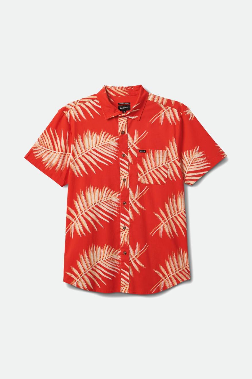 BRIXTON CHARTER PRINT SHORT SLEEVE WOVEN ALOHA RED / PALM LEAF