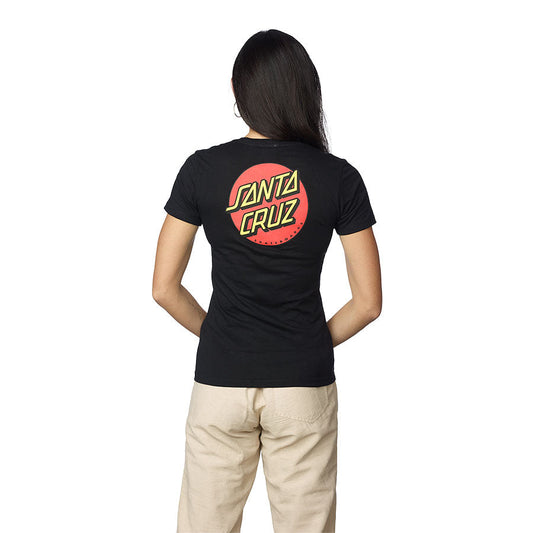 SANTA CRUZ CLASSIC DOT SHORT SLEEVE FITTED CREW T-SHIRT BLACK - WOMENS