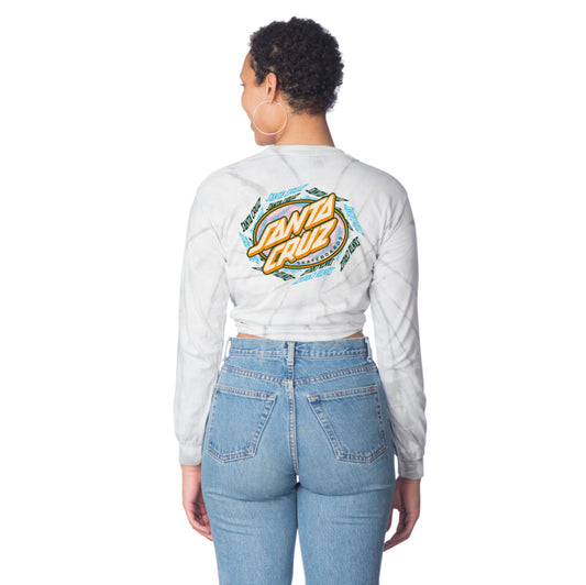 SANTA CRUZ SPIRAL STRIP OVAL DOT LONG SLEEVE BOYFRIEND T-SHIRT SPIDER SILVER WOMENS