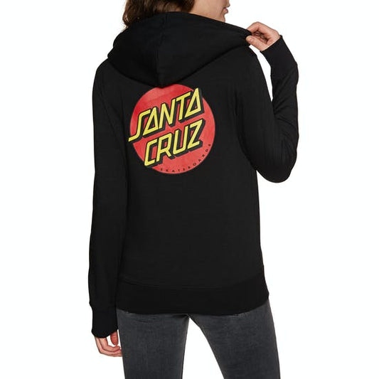 SANTA CRUZ CLASSIC DOT PULL OVER HOODED MIDWEIGHT SWEATSHIRT BLACK
