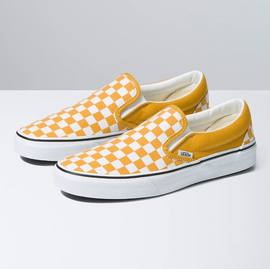 VANS CLASSIC SLIP ON COLOUR THEORY CHECKERBOARD GOLDEN YELLOW
