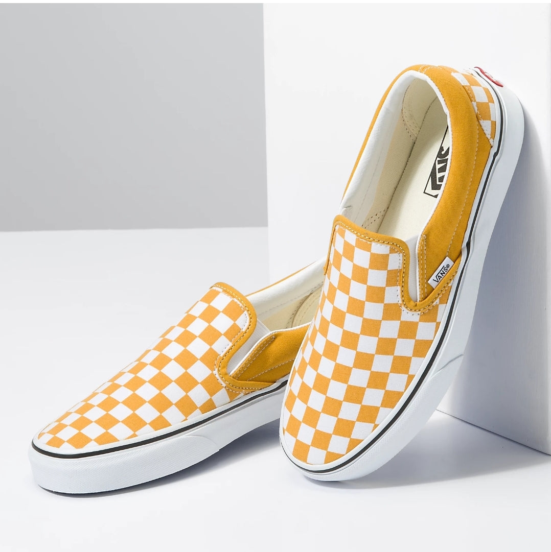 VANS CLASSIC SLIP ON COULEUR THÉORIE DAMIER JAUNE DORÉ
