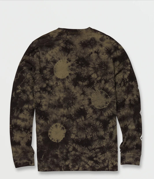 VOLCOM ICONIC STONE DYE LONG SLEEVE YOUTH TEE MILITARY