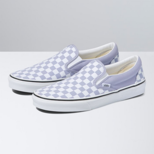 Blue and white checkerboard slip on vans sales