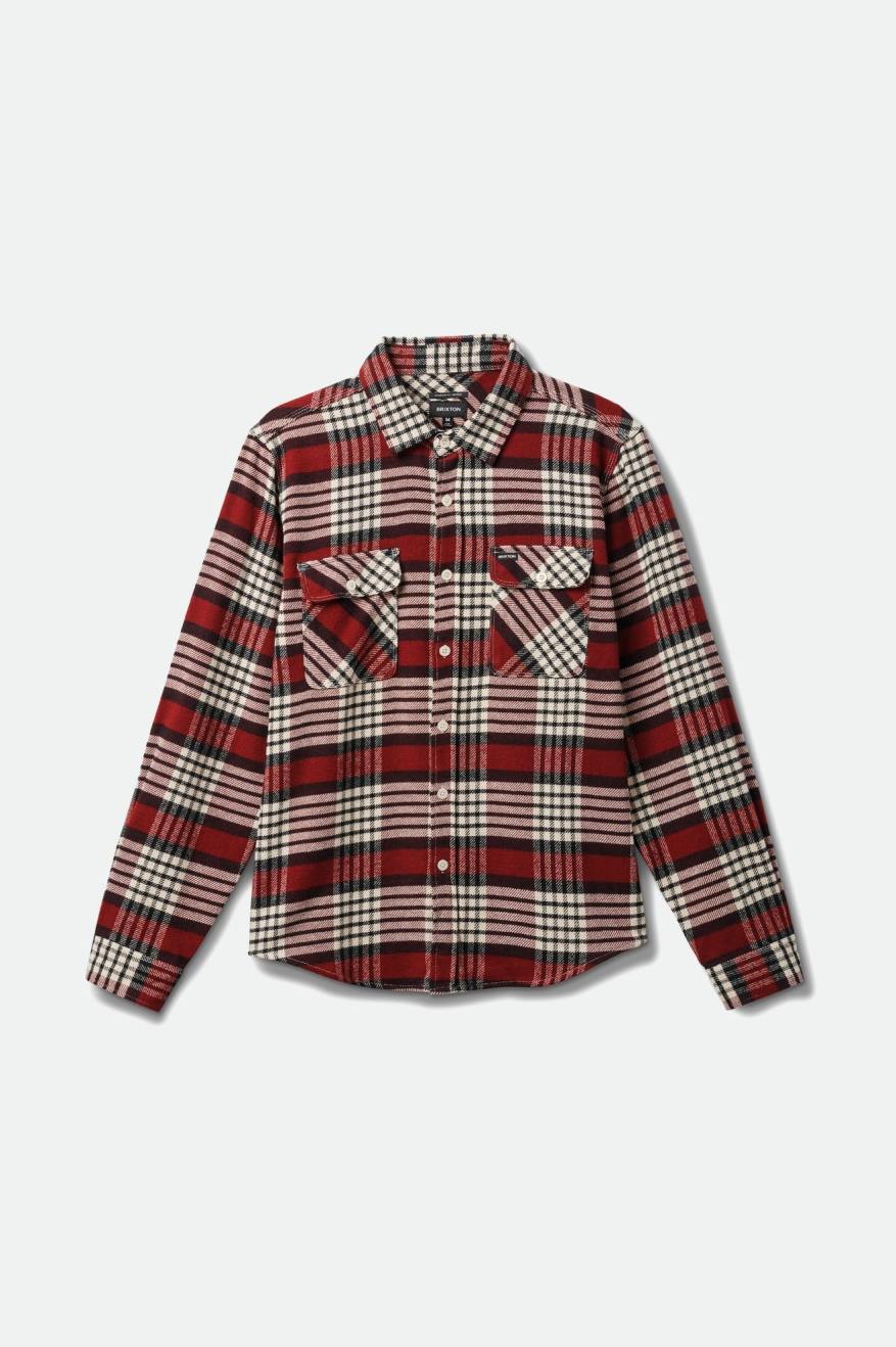 BRIXTON BOWERY LONG SLEEVE FLANNEL ISLAND BERRY / WHITECAP / BLACK
