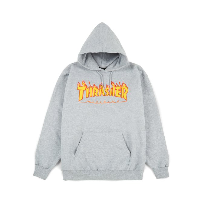 SWEAT À CAPUCHE THRASHER FLAME LOGO GRIS