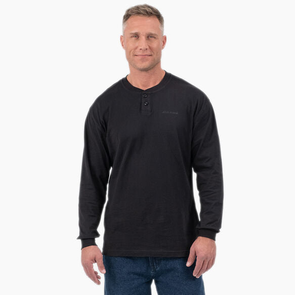 DICKIES LONG SLEEVE HENLEY TEE BLACK