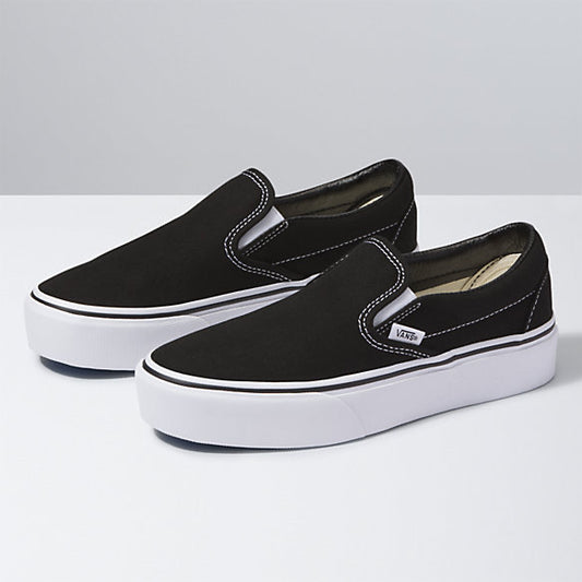 VANS CLASSIC SLIP ON PLATFORMS BLACK WHITE