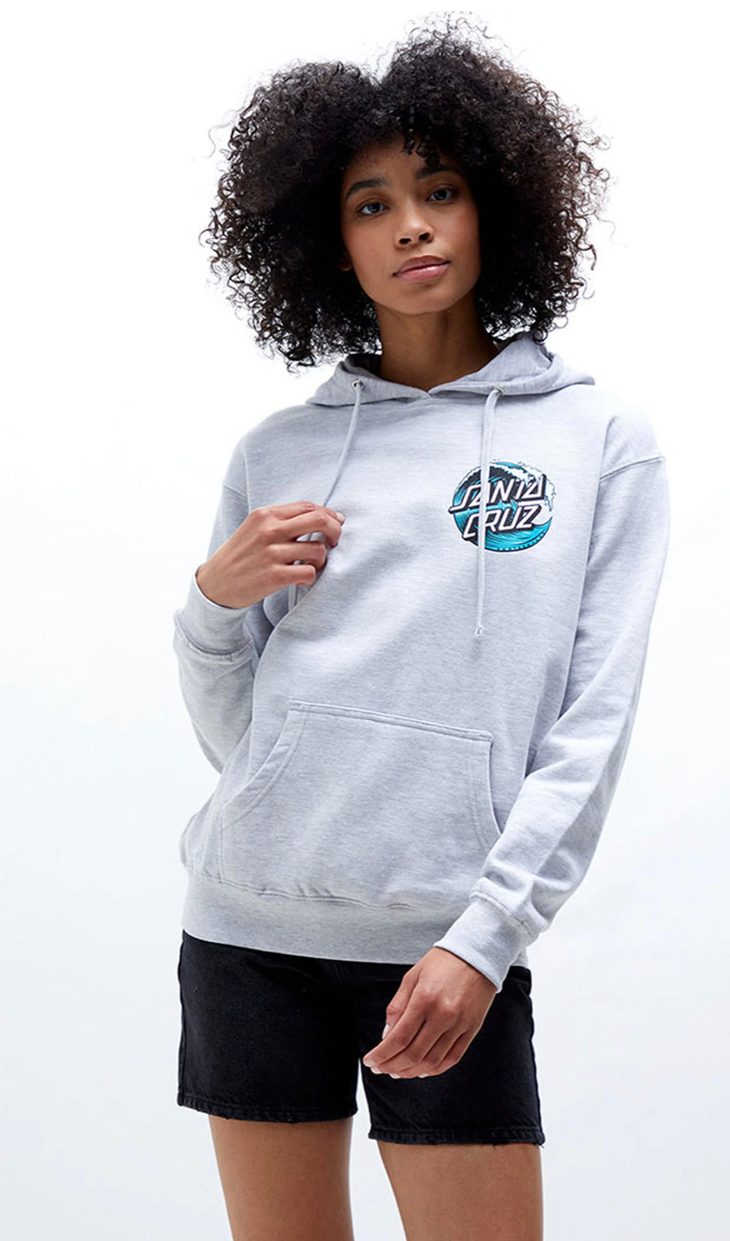SANTA CRUZ WOMENS HOODIE WAVE DOT HEATHER GREY