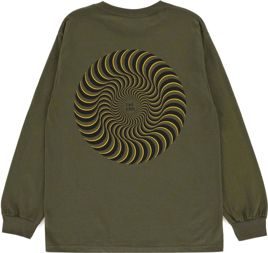SPITFIRE CLASSIC SWIRL OVERLAY LS TEE MILITARY GREEN BLACK GOLD