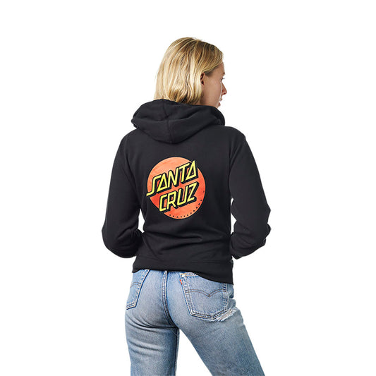SANTA CRUZ CLASSIC DOT ZIP HOODED MIDWEIGHT SWEATSHIRT BLACK - WOMENS