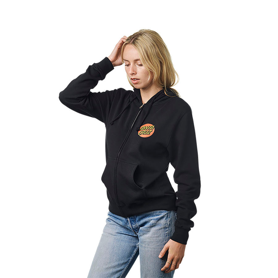 SANTA CRUZ CLASSIC DOT ZIP HOODED MIDWEIGHT SWEATSHIRT BLACK