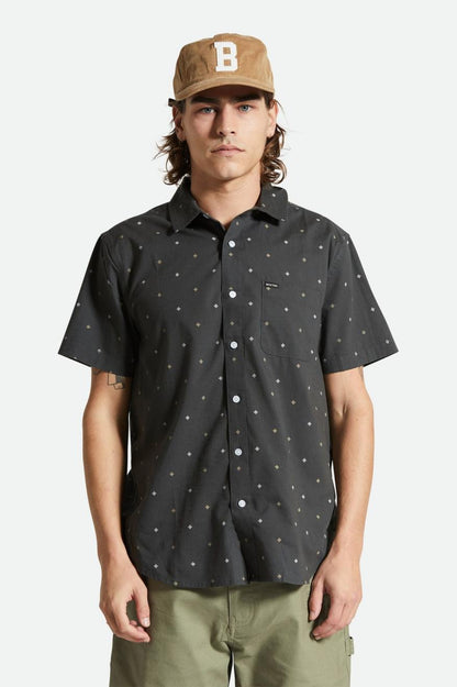 BRIXTON CHARTER PRINT SS WVN WASHED NOIR PYRAMIDE