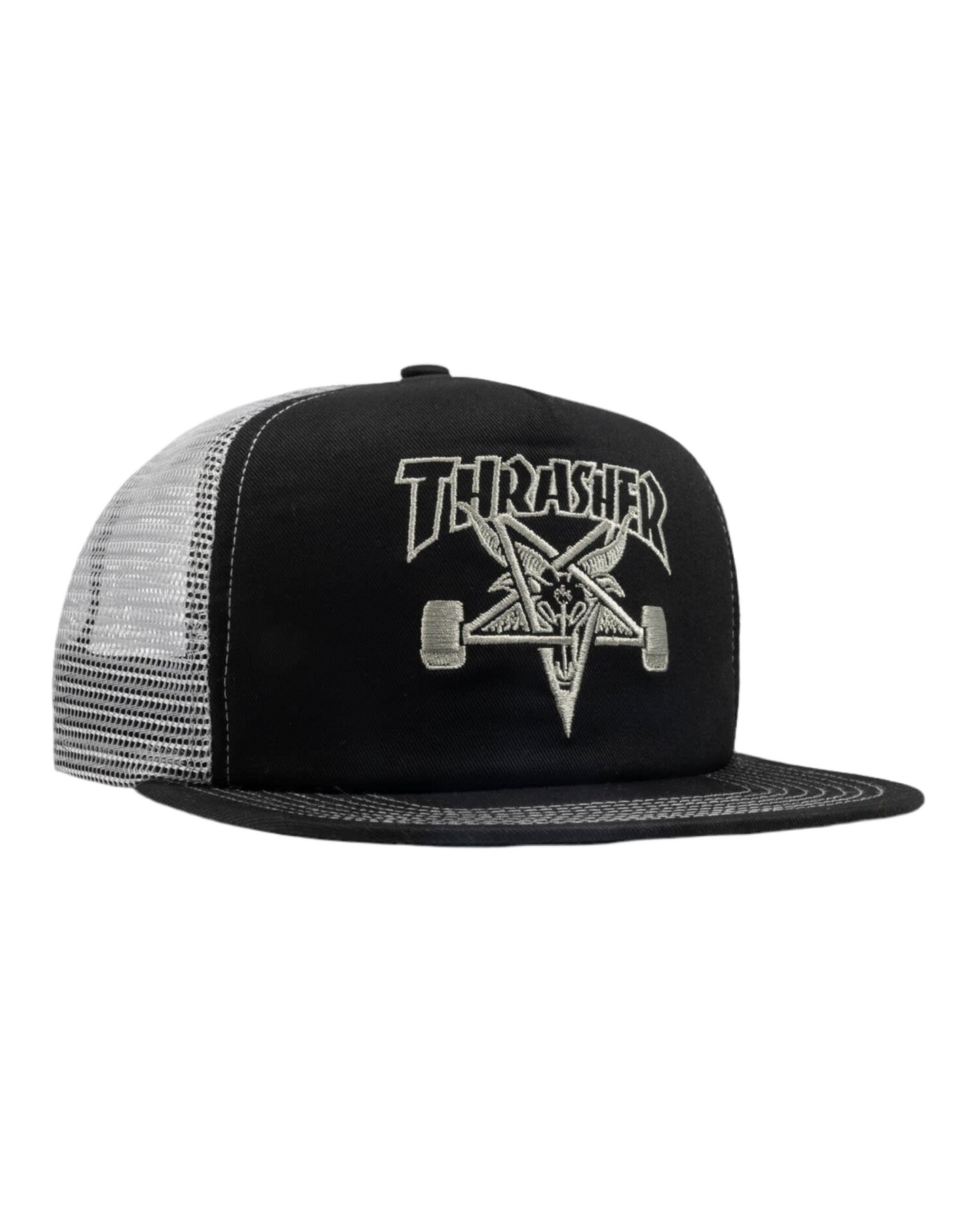 THRASHER EMBROIDERED SKATE GOAT MESH CAP BLACK/GREY