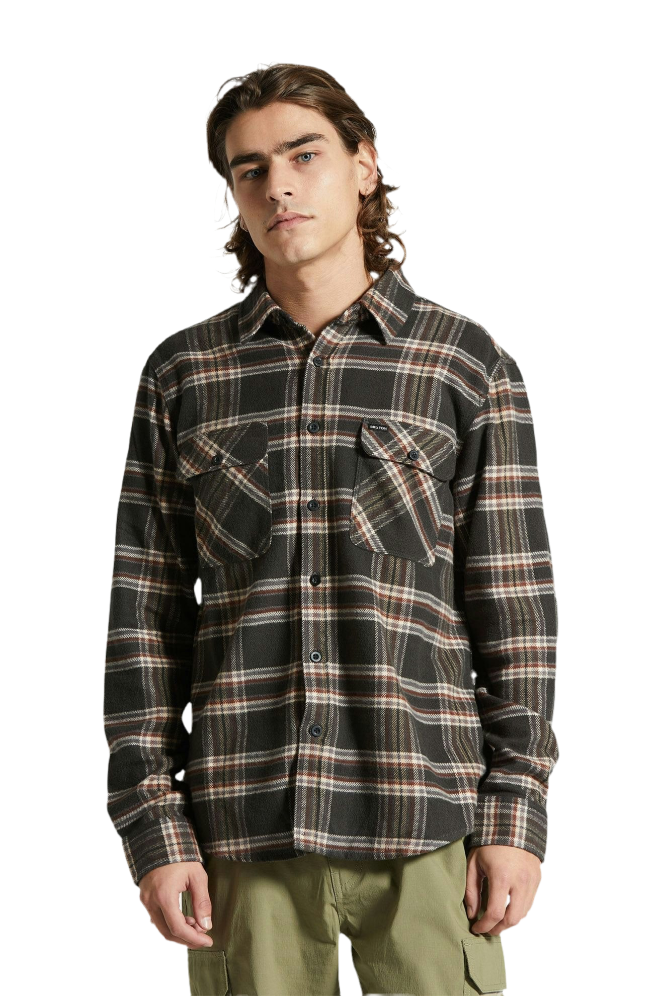 BRIXTON BOWERY FLANNEL BLACK/CHARCOAL/OFF WHITE