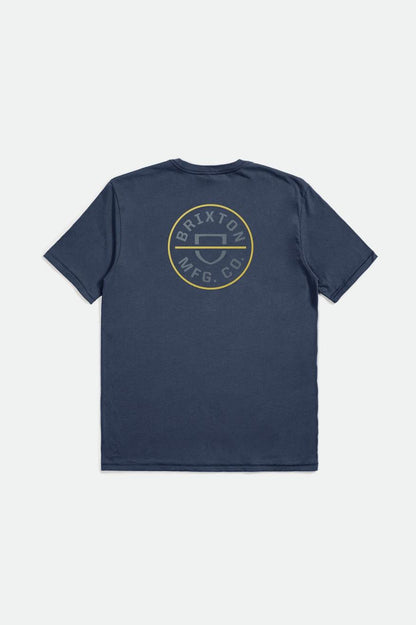 BRIXTON CREST TEE WASHED NAVY/CHINOIS GREEN/ACACIA