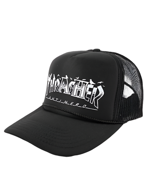 THRASHER PIGEON MAG TRUCKER HAT BLACK