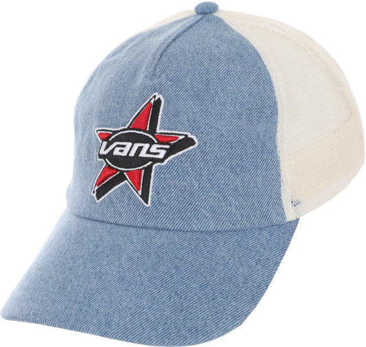 VANS MARKED JOCKEY TRUCKER HAT STONEWASH BLUE