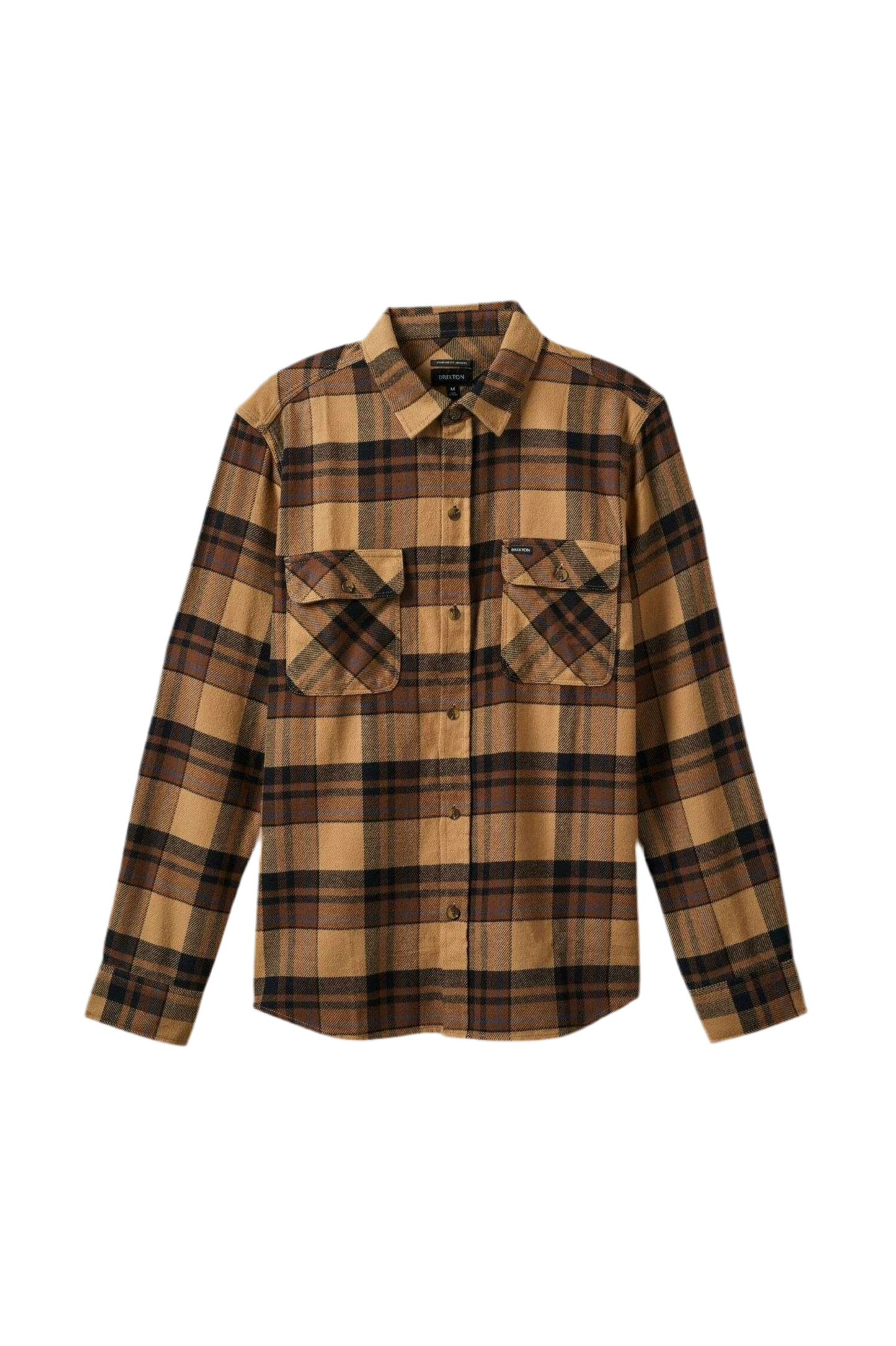 BRIXTON BOWERY FLANNEL TIGER EYE/PINECONE BROWN/WAS