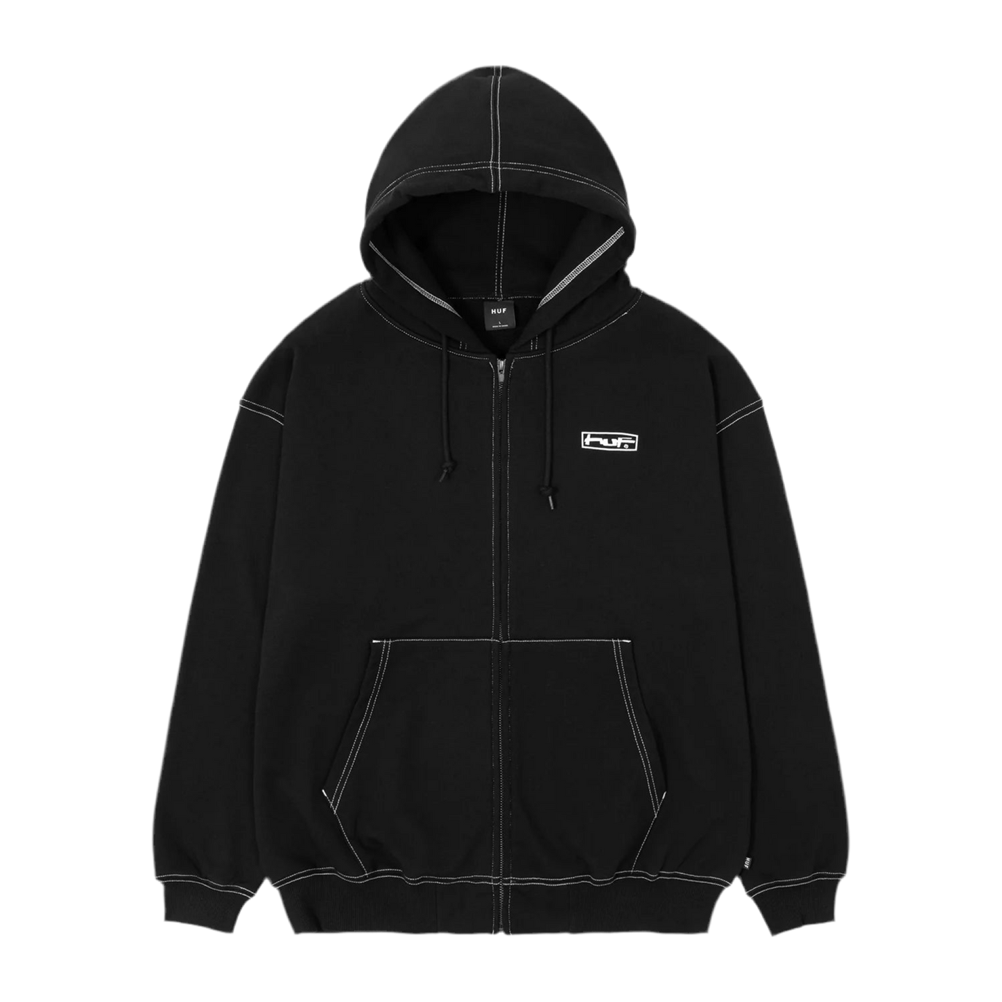 HUF STRETCH FULL ZIP HOODIE BLACK
