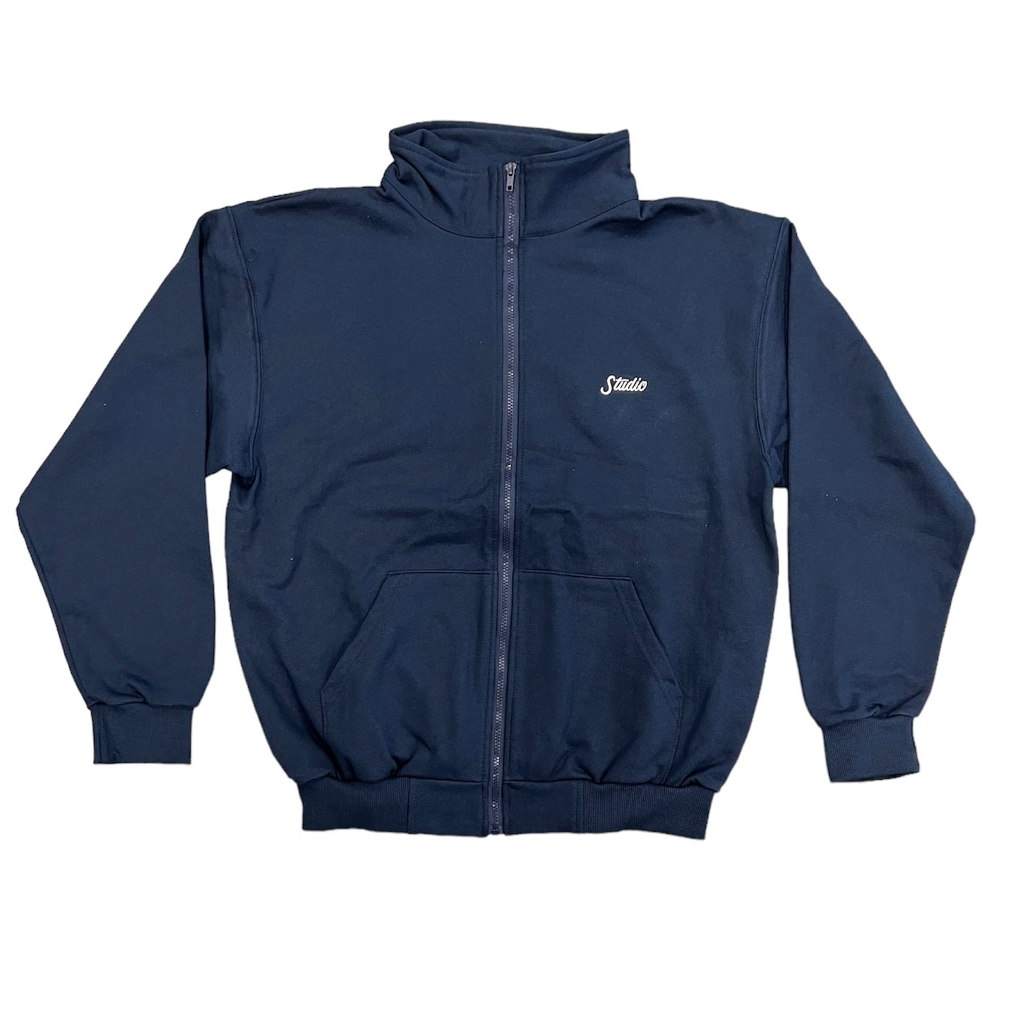 STUDIO SMALL SCRIPT FULL ZIP SWEATER NAVY