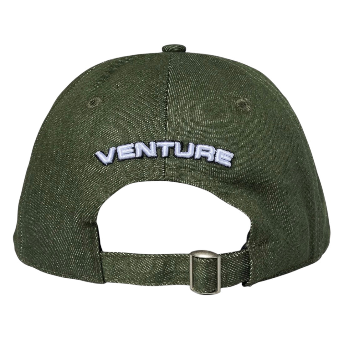 VENTURE RETRO V STRAPBACK OLIVE DENIM HAT