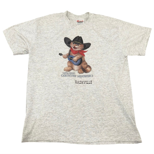 VINTAGE 90s NASHVILLE COUNTRY MEOWSIC CAT TEE