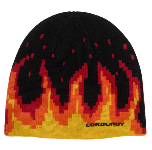 CORDUROY DIGI FLAMES BEANIE BLACK