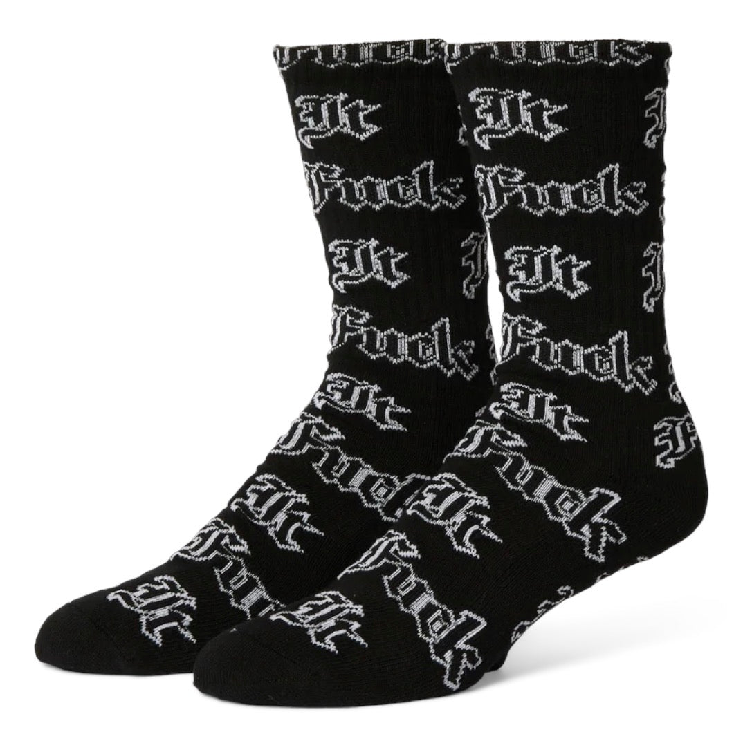 HUF FUCK IT OLD ENGLISH SOCK BLACK