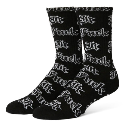 HUF FUCK IT OLD ENGLISH SOCK BLACK