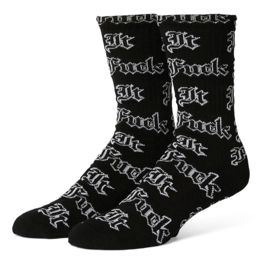 HUF FUCK IT OLD ENGLISH SOCK BLACK