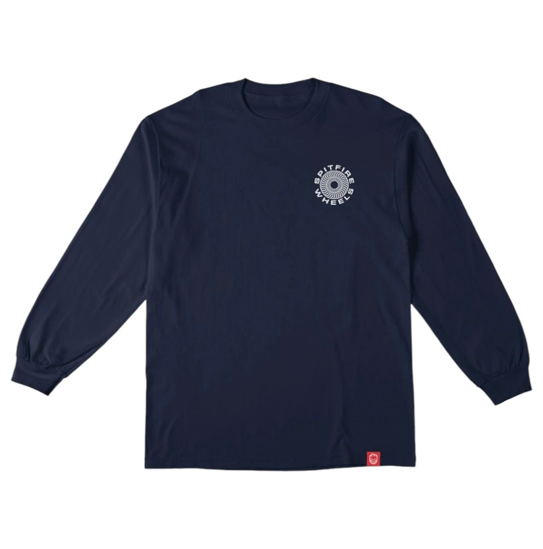 SPITFIRE CLASSIC ‘87 SWIRL FILL LONGSLEEVE TEE NAVY W/ WHITE & BLACK PRINTS