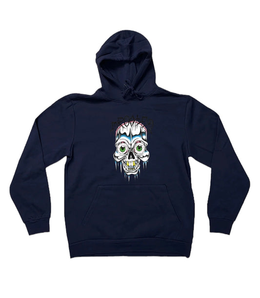 FROSTED CRYSTAL SKULL HOODIE NAVY