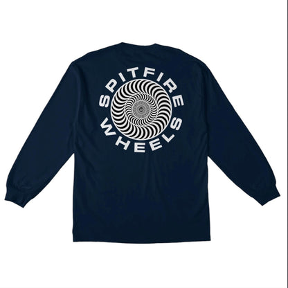 SPITFIRE CLASSIC ‘87 SWIRL FILL LONGSLEEVE TEE NAVY W/ WHITE & BLACK PRINTS