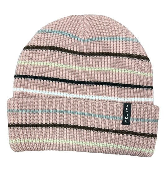 BONNET AUTOMNE MULTI RAYURES ROSE DUSTY