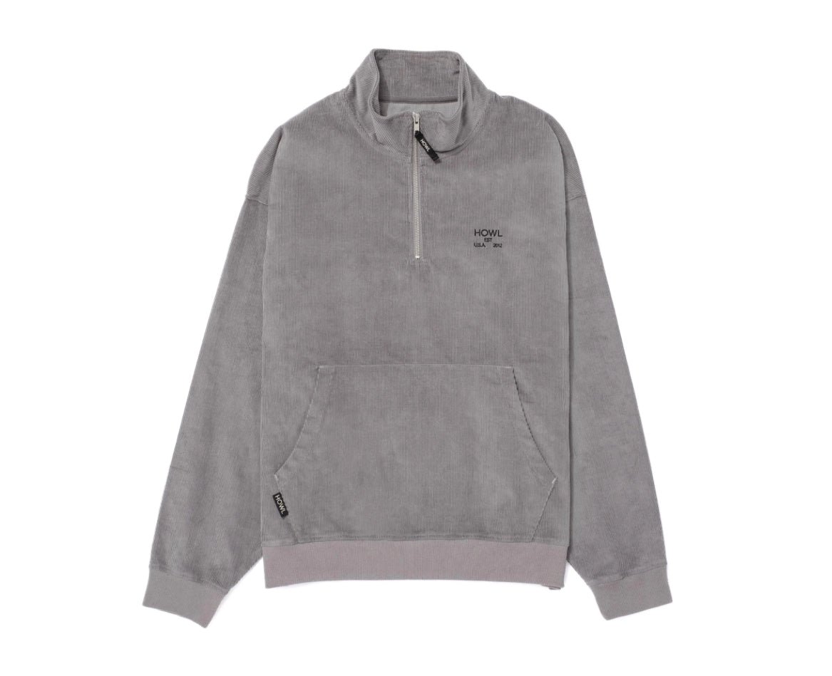 HOWL CORDUROY HALF ZIP GREY