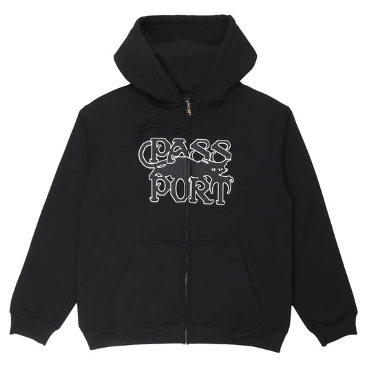 PASSPORT SLINKIN’ ZIP BLACK HOODIE