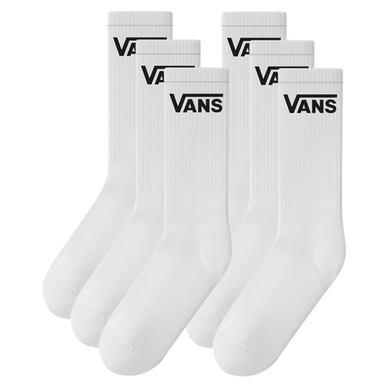 VANS CLASSIC CREW SOCK 6 PACK WHITE