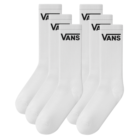 VANS CLASSIC CREW SOCK 6 PACK WHITE