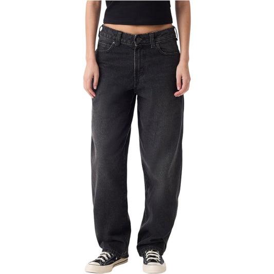 DICKIES WOMENS LOOSE TAPPERED WORK JEANS BLACK WASH FADED