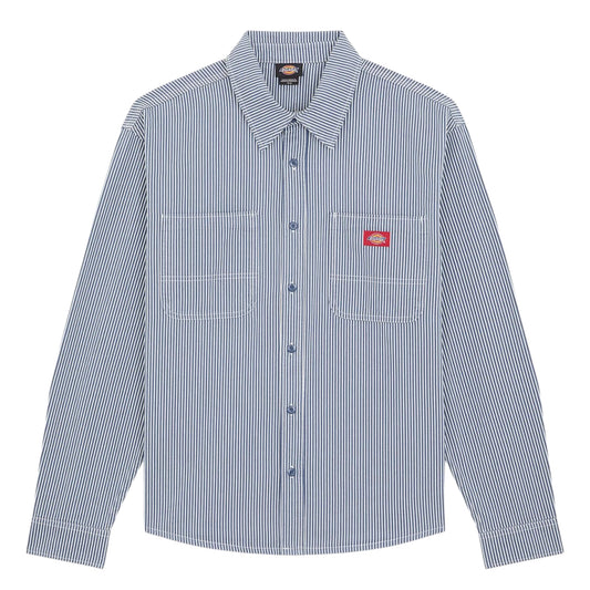 DICKIES MENS HICKORY LONG SLEEVE WORK SHIRT