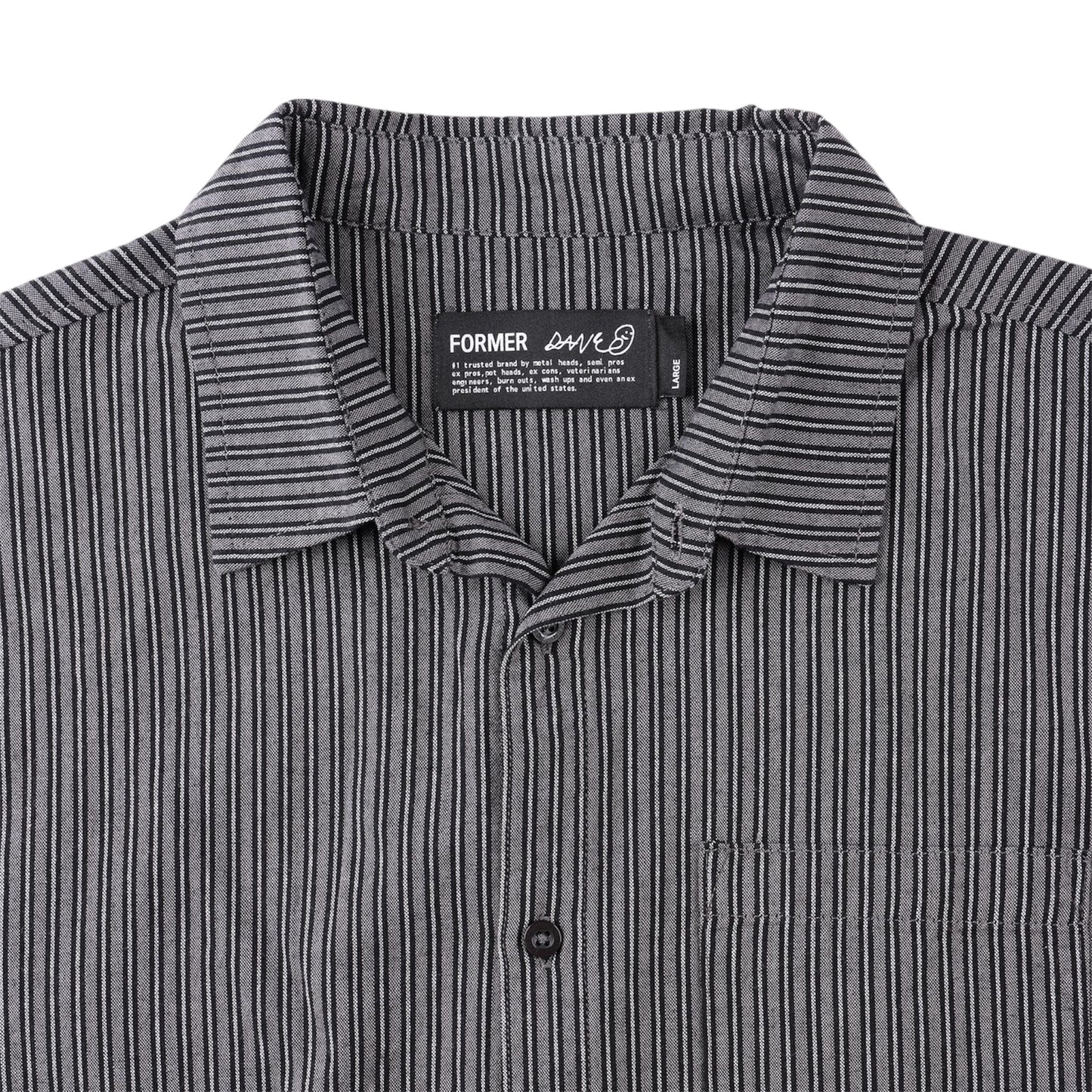 FORMER REYNOLDS STRIPE SS SHIRT WORN BLACK