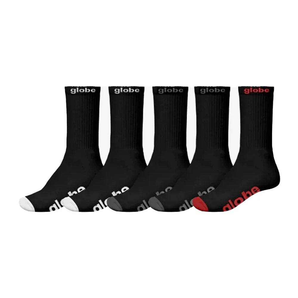 GLOBE OG SOCK 5 PACK BLACK ASSORTED